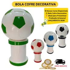 Bola Cofre Decorativa em Gesso Artesanal Pintada à Mão – Cofrinho de Moedas, Alta Qualidade , Exclusiva, Lançamento