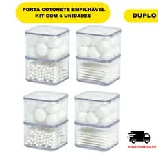 Porta Algodão e Cotonete Duplo Quadrado Empilhável em Acrílico Higiênico – Organizador Moderno para Quarto de Bebê, Banh