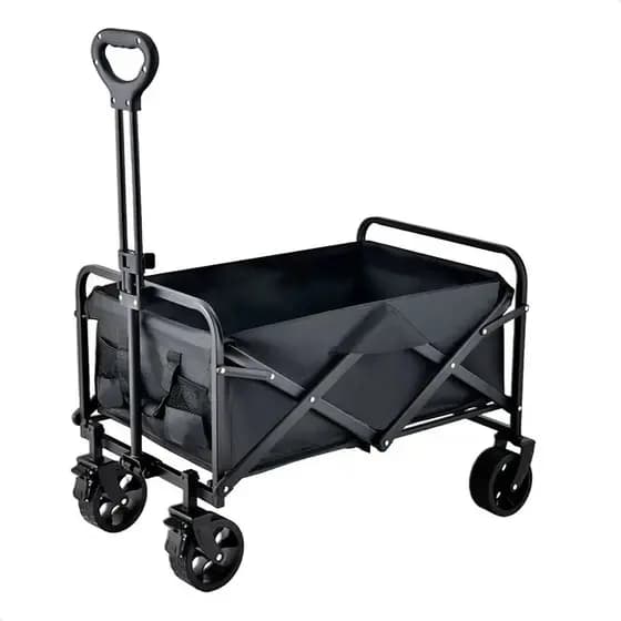 Carrinho Dobrável Portátil Camping 100kg Preto Multiuso Praia Picnic Prático Feira