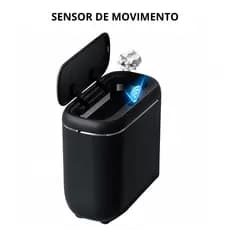 Lixeira Inteligente Com Sensor de Presença Automática Para Banheiro Cozinha Branco Preto