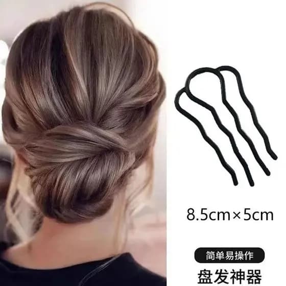 Pente De Inserção De Cabelo Feminino De Bun Em Forma De Onda Metálica Forqui