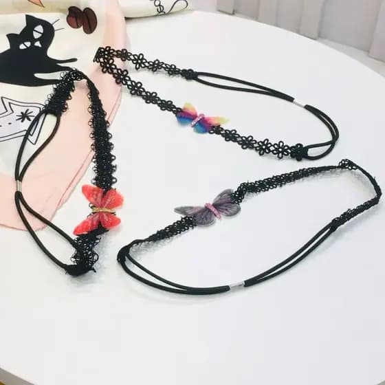 Tiara Faixa de Cabelo em Renda com Borboleta – Estilo Vintage Boho Feminino