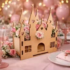 Kit 10 Centro De Mesa Castelo Princesa MDF Cru Cachepo Decoracao Festa Infantil Lembrancinha Aniversario Tematico 3D