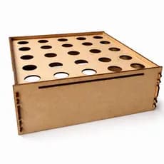 Suporte Porta Cones E Tubetes MDF Cru 25x25cm Organizador Mesa Festa Lembrancinhas Decoração Eventos Expositor Doces