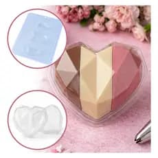 Forma BWB Coração Lapidado Fatiado Silicone 3 Partes 350g Cod.10644 + Pcte 5 Blister