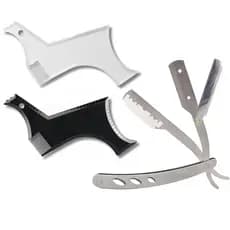 Kit Navalha Aço Inox + Pente Régua Para Barba Bigode Acabamento Profissional Barbeiro Navalhete