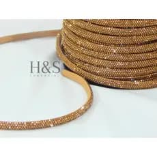 Tira Meia Cana de Strass Dourado 6mm Premium - 10/25/50 metros.