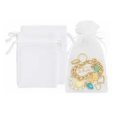 100 Sacos Tule Organza 9x12 cm Branco P/ Lembrancinhas e Presentes