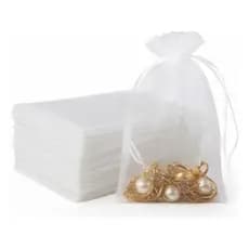50 Sacos Tule Organza 10x15 cm Branco Para Lembrancinhas/ Presente