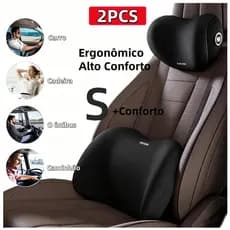 Almofada Cabeça e Lombar para Carro – Conjunto Veicular, Apoio Banco Espuma de Memória