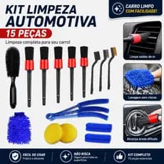 Kit 15 Peças Lavagem Automotiva Esponja + Escova + Flanela 30x40cm + Aplicador de Cera + Luva Microfibra + Pincel
