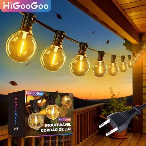 HiGooGoo Inquebrável Varal de luzes 20/23.5/30M Para Area Externa Cordão De Luz Decoração Jardim Carnaval Natal