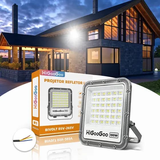 HiGooGoo Refletor Led Slim Bivolt Projetor Holofote Iluminação Residencial/Comercial Brilhante 50/100/200/300W 6000K