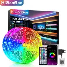 HiGooGoo 40/30/20/10M Recortável Fita Led APP Controle Remoto Decoração Quarto Casa Sincronização De Música Com Fonte