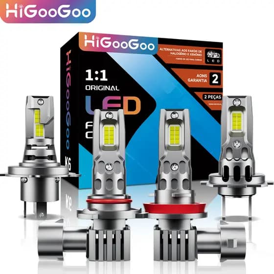 HiGooGoo 18000LM 1:1 ORIGINAL K6 Farol De Carro De Tomada Direta Led Para Carro Lâmpada De Led H4 H7 H11 HB3(9005) 6000K