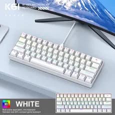 Mini Teclado Mecânico Com Fio Portátil 60% APAYADO K61 61 Teclas Phantom RGB Preto Branco Vermelho/Azul