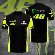 VR46 Yamaha Racing Team Camiseta Verão Manga Curta Casual Homens Camisetas Oversized Esporte Streetwear Roupas Femininas