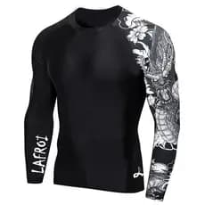 Maiô De Manga Comprida Masculino Rush Guard Fit Compressão Rash Roupas Esportivas De Ginástica Fitness