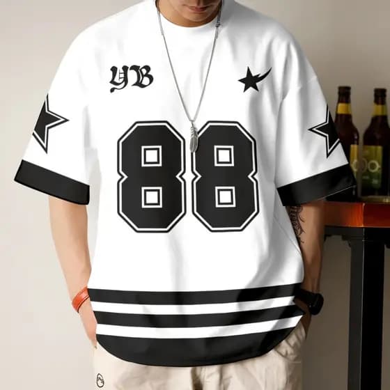 Ootd Hip-Hop Camisa Vintage Masculina De Rua Americano Retro Esportes Ao Ar Livre Futebol