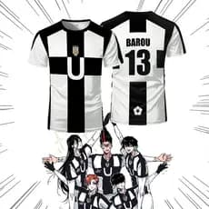 2025 Verão Cinco Estilos VL Replika Anime Uber Azul Bloqueio Impresso Camiseta Masculina Cosplay Camisa