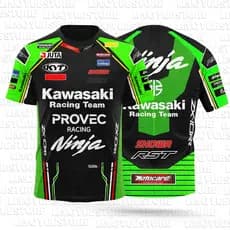 Kawasaki Racing Motorcycle Race Entusiastas De Verão Masculinas E Femininas Com Estampa 3D Respirável Camiseta Casual Mo