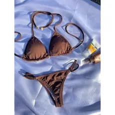 Kit 2 Biquínis Marquinha Com Bojo  Duas Cores Cortininha com Regulagem Moda Praia
