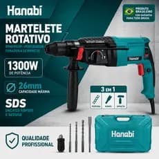 Hanabi Martelete Rotativo Perfurador Rompedor 1300W SDS Plus 26mm Profissional Furadeira de Impacto