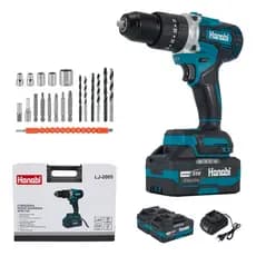 Parafusadeira Furadeira Brushless 21V Sem Fio + 2 Baterias Profissional 80Nm com Maleta Hanabi