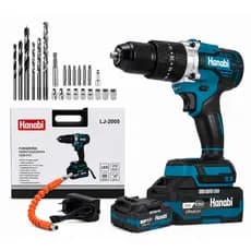 Hanabi Parafusadeira Furadeira Brushless 21V Sem Fio Profissional 80Nm 2 Baterias com Indicador Led