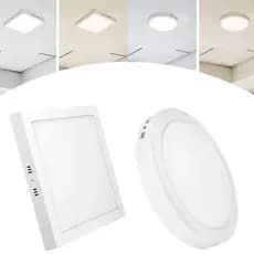 Painel Plafon LED Sobrepor Quadrado Redondo Iluminação Decoração 3W 6W 12W 18W 25W Branco Frio Quente Bivolt