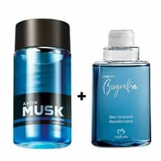 Kit Body Splash Masculino Musk Intense 150ml Avon + Refil Desodorante Corporal Biografia Clássico 100ml Natura