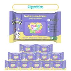 12 Pacotes Toalhas Umedecidas Premium 60fls Baby Club