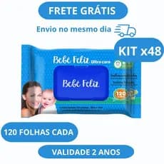 Kit 48 Lenços Umedecidos Bebê Feliz 120 Folhas Cada