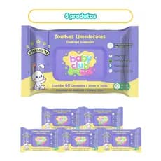 Toalhas Umedecidas Premium 6 Pacotes 60 Folhas Baby Club