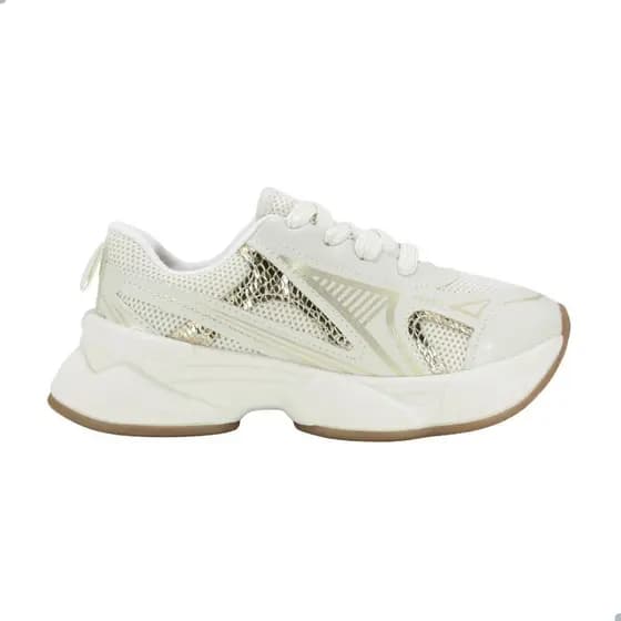 Tênis Molekinha Infantil Nylon Branco Off/Dourada