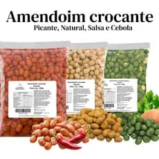 Cozinhas Brasileiras amendoim crocante salgado, cebola e salsa, picante lanche 100g a 500g