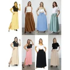 Saia Longa Feminina Viscolinho com Fenda e Bolsos | Forrada e Estilo Casual Elegante