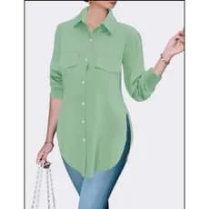 Camisa Social Casual FemininaManga Longa Lisa Moda Basica