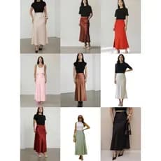 Saia  Feminina Midi  Elegante De Cetim Moda Evangelica Cintura Alta