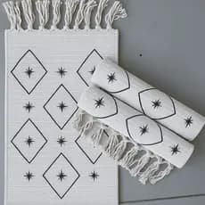 Kit tapete cozinha 100% algodão com passadeira geometric 3pç