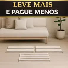 Kit 3 Tapetes Capacho Mandacaru Listrado 40x60cm em Algodão, Decorativo para Entrada e Cozinha