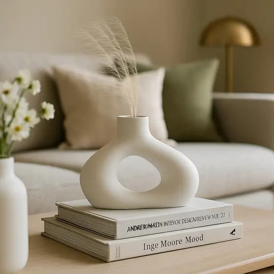 Vaso Decorativo Branco e Marfim com Design Minimalista para Sala Quarto e Escritório