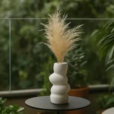 Vaso Branco Ondulado 18cm Decoração Sala Clean Minimalista Flint