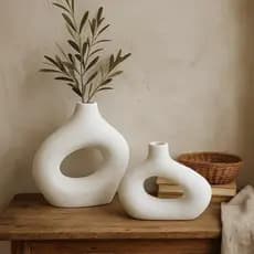 Kit 2 Vasos Decorativos Boho Chic Moderno Escultura KitElba
