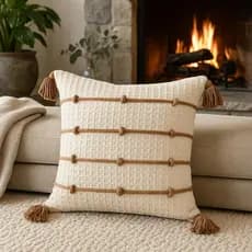 Capa de Almofada 45x45 em Macramê Trançado Algodão, Estilo Boho para Sofá e Cama