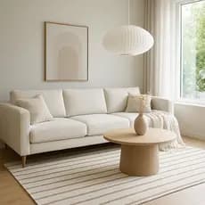 Tapete Algodão Sala Listrado, Tons Neutros, nude bege cru boho 1,40m x 2,00m