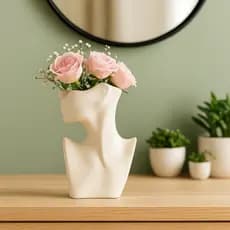Vaso decorativo feminino, mulher rosto, decoração escultura vaso feminino vaso pequeno quarto