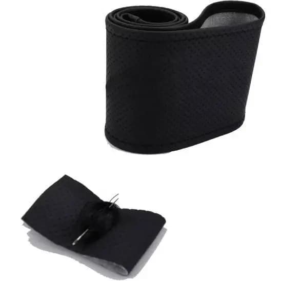 Capa Volante Couro Costurada Universal Carro Preto Antiderrapante 37 a 39cm