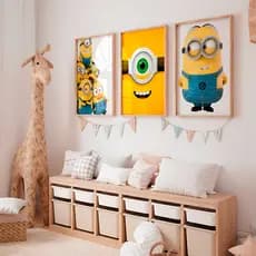 Quadros Decorativos Infantis Minions Amarelo Diversão Quarto Menino Menina Trio Kids