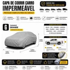 Capa De Carro Impermeável Forrada Proteção UV Chuva Poeira Cobrir Veículo SUV Pickup Van Tamanho G